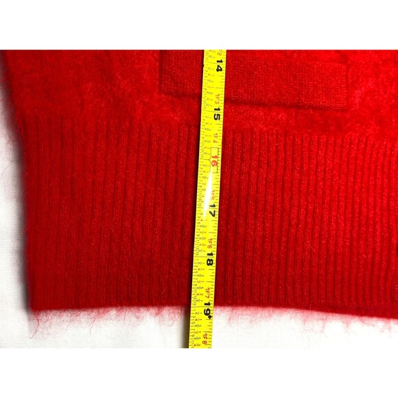 J.Crew Brushed Cashmere Cropped Cardigan Sweater Size M Holiday Red Button front - Picture 6 of 9